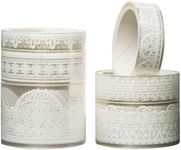 KAVI' S 6 Rolls Lace Patterns PET Tapes Floral Arts Decorative Tape Set Adhesive Transparent Masking Tapes for DIY Craft, Kids, Scrapbook, DIY, Gift Wrapping, Journal (Pure White)