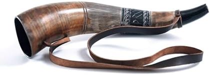 Norse Tradesman Viking War Horn - 18" Genuine Ox-Horn Battle Trumpet - Premium Hand Engraved Blow Horn