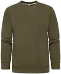 True Classic Men's Fleece Crewneck French Terry Pullover Sweatshirt, Classic Crewneck Cotton-Blend Sweater Essentials for Men Military Green