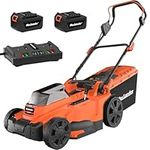 Maxlander Lawn Mowers, 15Inch Electric Lawn Mower Cordless, 40V 2-in-1 Battery Powered Lawn Mower with Brushless Motor, 6-Position Height Adjustment, 2PCS 4.0Ah Batteries and Charger Included