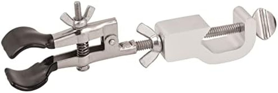 EISCO Burette Clamp with Bosshead/Test Tube Holder - PVC Coated Round Jaws, Opens up to 45mm