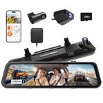 WOLFBOX G900 Tripro Cabin Version Dash Cam for Car, 3 Channel 4K Mirror Dashcam with STARVIS 2 IMX678, 4K+1080P+2.5K Front Inside Rear Car Dash Camera, 5.8GHz WiFi, Voice Control, 256GB Card Included