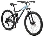 Mongoose Impasse 2.0 Mountain Bike for Adult Men & Women, 8-Speed, Full Suspension, 29-Inch Wheels, 17-Inch Frame, Front & Rear Mechanical Disc Brake, Black/Blue