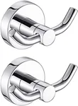 MARMOLUX ACC - 2pack Chrome Bathroom Hooks for Towels | Modern Double Towel Hook Design Ideal for use as Robe & Towel Hooks, Shower Wall Hooks or Kitchen Hooks - Over Door Hooks - Adhesive Hooks