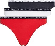 Tommy Hilfiger Women's 3P BIKINI, Desert Sky/White/Primary Red, M