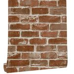 myforHD Stone Brick Wallpaper Peel and Stick 3D Effect Blocks Vintage Brick Faux Textured Self-Adhesive Wallpaper Kitchen Cabinets Backsplash Fireplace Laundry Room Accent Wall Decor