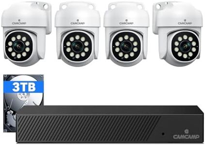 CAMCAMP 5MP 8CH Home Security Camera System, 4pcs Wired 5MP PoE Cameras for Home Security Outdoors, Auto Tracking, 2-Way Audio, Color Night Vision, 4K 8CH NVR with 3TB HDD for 24/7 Recording