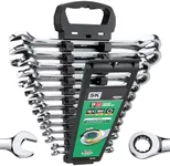 SK Ratcheting Wrench Set, Combination Wrench Set, 13-Piece, SAE 1/4" to 1", 72-Tooth, Premium CR-V Construction, with Rack Organizer