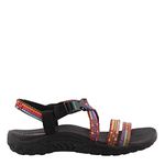 Skechers Womens Reggae Sew Me Boho Woven Strappy Slingback, Black Multi, 9.5