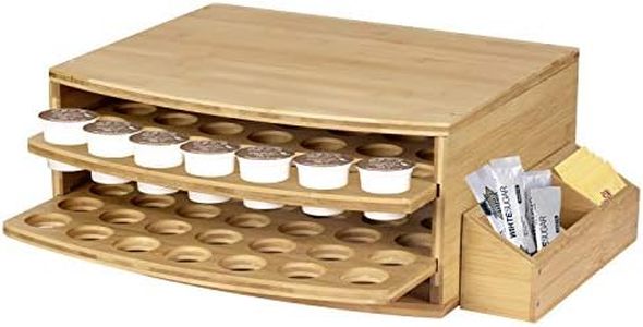 simesove 70 Capacity 2-tier Bamboo Coffee Pod Holder Storage Organizer with Drawer for K-Cups Pods,Coffee K-cups Pods Organizer For Coffee Station (70 K-Cups)