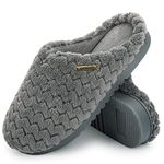 LongBay Women’s Soft Flannel Memory Foam Slippers Slip on House Shoes Indoor Outdoor（5-6，Grey）