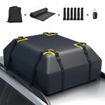 COSTWAY 15/21 Cubic Feet Car Roof Bag, 100% Waterproof Roofing Cargo Carrier with Anti-Slip Mat, Combination Lock & Straps, Rooftop Luggage Storage Box (Black, 15 Cubic Ft/424L)