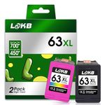 L2KB 63XL Ink Cartridge Combo Pack Compatible for HP Ink 63 HP 63 Ink Works with HP DeskJet 1112 2100 3600 Series, HP Envy 4500 Series, HP OfficeJet 3800 4600 5200 Series (Black, Tri-Color) 2PK