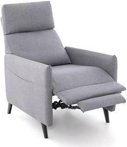 COSTWAY Sillon Relax Reclinable 102/112/140°, Respaldo y Reposapiés Ajustables, Tela de Lino, Sillones para el Salón con Asiento Acolchado Suave, Sillon Orejero Gris