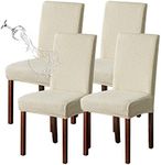 Genina Waterproof Chair Covers for Dining Room Set of 4 Kitchen Chair covers Parson Dining Chair Slipcover, Beige