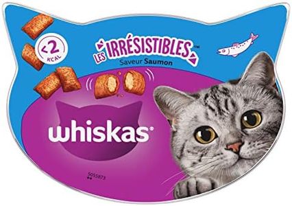 WHISKAS LES IRRÉSISTIBLES - Friandises au Saumon pour Chat Adulte - 8 Boîtes de 60 g - Croquantes à l'Extérieur et Fondantes à l'Intérieur