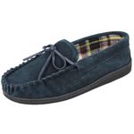 Cushion Walk Mens Real Suede Leather Moccasin Slippers, (UK 9, Navy)