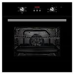 Cookology COF605BK 60cm 65 Litre Capacity, Installed Built In Electric Fan Oven, Integrated Single Fan Oven with Mechanical Dial Timer and Grill - in Black