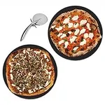 2-Pack Ceramic Pizza Stones - Make Restaurant-Quality Pizza Right at Home - Easy to Use - Durable up to 500℉ - 100% Black Cordierite - 11.75” Diameter