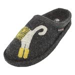 HAFLINGER Flair Cucho slippers felted wool cat graphite, size 38