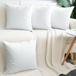 Faylapa 4Pcs White Canvas Cotton Pillow Covers,18 x 18 inch Solid Decorative Throw Pillow Cases,Christmas Living Room Car Office Decoration (Case ONLY)