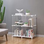 HOMIDEC 4 Cube Wire Storage Shelves, Multifunctional DIY Wire Fence Wardrobe Closet Cabinet Bookcase Bookshelf Perfect for Office/Livingroom/kitchen/Bathroom