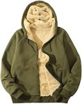 Flygo Hoodies for Men Zip Up Winter Fleece Sherpa Lined Sweatshirt Warm Jacket(Army Green-XXL)