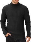 COOFANDY Mens Slim Fit Turtleneck T Shirt Casual Undershirts Crewneck Basic Sweater Long Sleeve Pullover Sweater Black