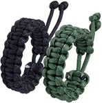 Jewever Paracord Survival Bracelets Braided Paracord Handmade Rope for Couples Men Women Adjustable Size(Set of 2), 8 inch, Polyester