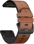 Zitel Band Compatible with Garmin Fenix 8 47mm, Fenix 7/7 Pro, Fenix 6/6 Pro, Fenix 5/5 Plus, Epix Pro/Gen 2 47mm, Forerunner 965/955/945/935, Leather with Silicone Sport Strap 22mm - Brown