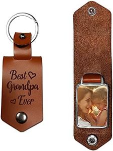 Greatingreat Grandpa Keychains Leather Best Grandpa Ever Gifts Personalized Leather Keychain Birthday Christmas Present for Grandpa Daddy Gift, Brown