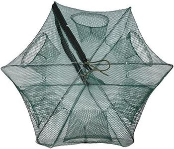 6/12 Holes Automatic Folding Fish Trap, Fish Shrimp Minnow Crayfish Crab Baits Cast Mesh Trap, Portable Bait Cage Traps Magic Fishing Net(6 Holes)