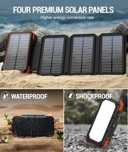 BLAVOR 20000mAh Solar Power Bank – 4 Foldable Panels, Fast Charging