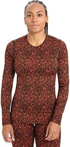 Icebreaker Merino Women's 200 Oasis Long Sleeve Crew Neck Shirt, Black/Cherry Lichen, Medium