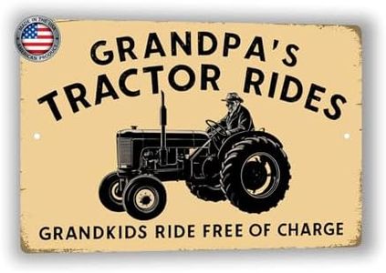 8x12 Grandparent Sign - 'Grandpa's Tractor Rides, Grandkids Ride Free of Charge' - Humorous Indoor/Outdoor Wall Decor