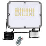 FEAHRZEUG 30W Security Lights Outdoor Motion Sensor Led Mains Powered with PIR Remote Control 3000 Lumen 6000K Cool White IP66 Waterproof Led Flood Lights Outdoor Perfect for Forecourt