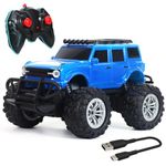 Wembley Offroad Monster Truck Remote Control Car For Kids High Speed Rc Car With 2 Speeds And 4 Headlight Modes | Lithium Battery | C-Type Charging | Made In India - Blue