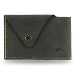 A-SLIM Tsuki Business Card Holder Wallet || Minimalist Leather Wallet for Men || Slim Design Card Wallet with Button Closure || Handmade Full-Grain Leather Wallets for Men UK || Tsuki (Raw Green)