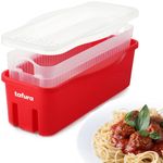 Tafura Microwave Pasta Cooker with Double Straining System, Microwavable Spaghetti Cooker with Drainer, Christmas Dorm Gift, Fast Pasta Boat with Strainer Tray and Lid. BPA Free