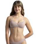 Jockey 1723 Women's Wirefree Padded Super Combed Cotton Elastane Stretch Medium Coverage Lace Styling T-Shirt Bra with Adjustable Straps_Mocha_34B