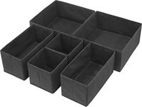 SimpleHouseware Foldable Cloth Storage Box Closet Dresser Drawer Divider Organizer Basket Bins for Underwear Bras, Black (Set of 6)