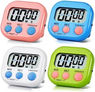 4 Pack Digital Kitchen Timer Magnetic Digital Timer with Big Display Loud Ring Cooking Timers for Kitchen Electronic Timer for Cooking, Bathing, Gym, Break Time, Classroom (Pink,Blue,Green,White)