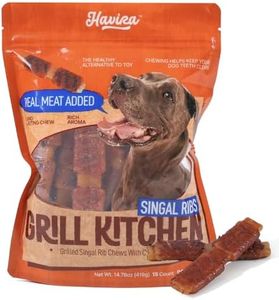 Havira BBQ Dog Treats Single Rib 15 Count, Grill-Shaped Rawhide Free Dog Chews Bone, Easily Digestible, for All Life Stages