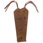 Leather Bible Bookmarks - 2 Leather Christian Bookmarks with Inspirational Bible Verse | Proverbs 3, 5-6 Trust in The Lord | Perfect Religious Book Marker Gifts for Men, Women, Readers and Friends