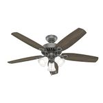 Hunter Fan Company 51110 Builder Indoor Ceiling Fan with LED Light and Pull Chain Control, 52", Matte Silver Finish