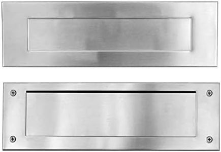 Mail Slot Stainless Steel Satin Color | Outer Size 13 X 4 inches | Almost Any door mail slot Front and Rear Piece and Screws | Easy Installation and Long Lasting Letter Box Plate | Fits to Most Doors