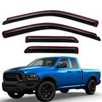 Lightronic WV194101 in-Channel Side Window Visor Deflector Rain Guard, Dark Smoke, 4-Pieces Set, Fits 2009-2018 Dodge Ram 1500 Quad Cab, 2019-2023 Ram 1500 Classic Quad Cab