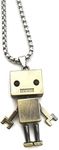 Tiny Cute Robot Necklace for Men, Movable Robot Pendant Necklace with 27.6” Chain, Punk Rock Robot Amulet Necklace, Hip Hop Necklace(Bronze)