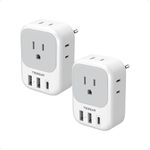 European Plug Adapter, TESSAN Type C Travel Adaptor with 4 Outlets 3 USB Ports (1 USB C), Power Plug for Canada/US to Most of EU Italy Spain France Germany, 2 Pack