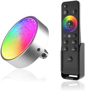 HUSUKU GT8-1 6000LM RGB Underwater Drain Plug Light For Boat, 1/2" NPT Marine Color Lights Kit 36LED 12V 60W IP68 Brilliant Lighting In Minutes Wireless Grouping & Control Auto Sync(1 Light, 1 Remote)